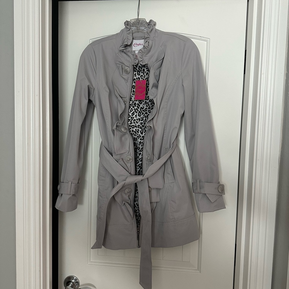 Candie's Gray Trench Coat with Belted Waist